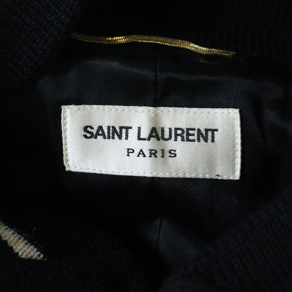 SAINT LAURENT PARIS(サンローランパリ) テディジャケット レザートリムスタジャン ブルゾン ブラック レディース 376283 YYD80