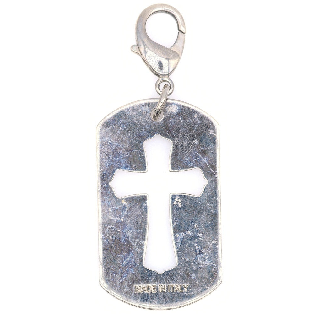 DOLCE & GABBANA(ドルチェアンドガッバーナ) イタリア製 カットアウトクロス ドッグタグ ネックレストップ シルバー