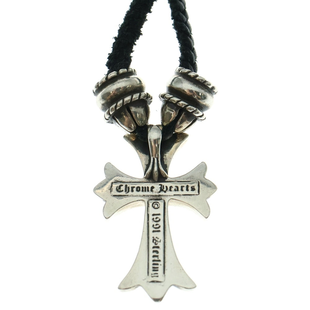 CHROME HEARTS(クロムハーツ) CH CRS SML CL スモールCHクロス クリンプト レザーブレイド ネックレス シルバー/ブラック BCA217