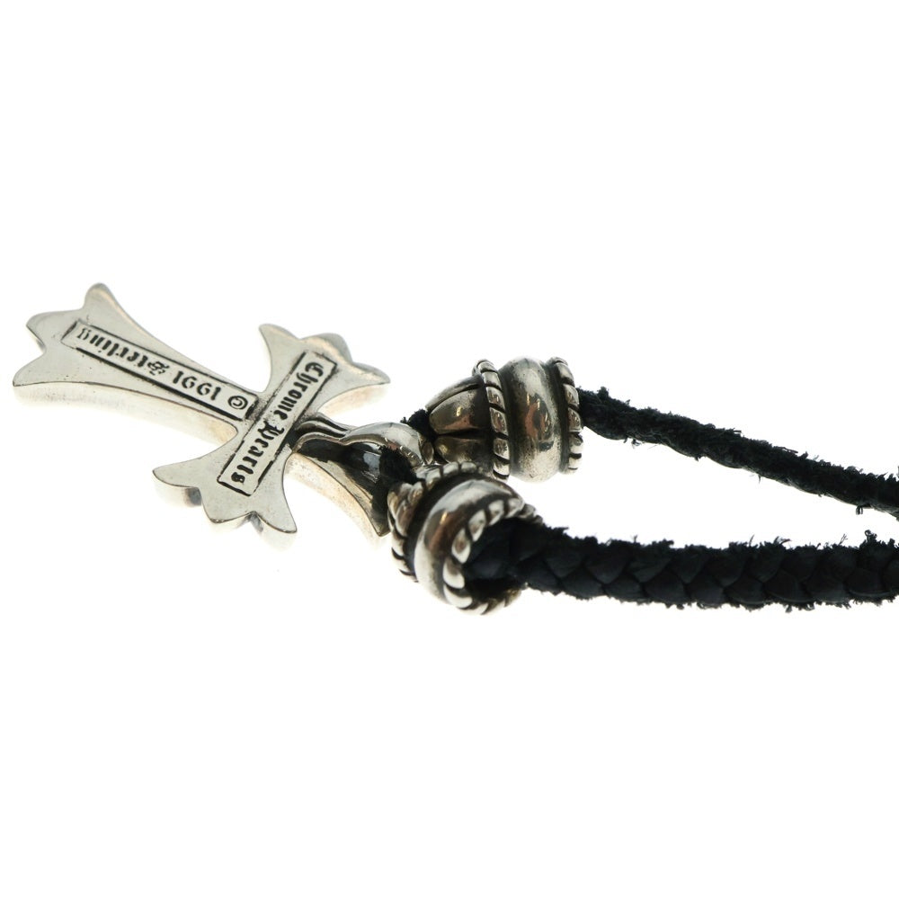CHROME HEARTS(クロムハーツ) CH CRS SML CL スモールCHクロス クリンプト レザーブレイド ネックレス シルバー/ブラック BCA217