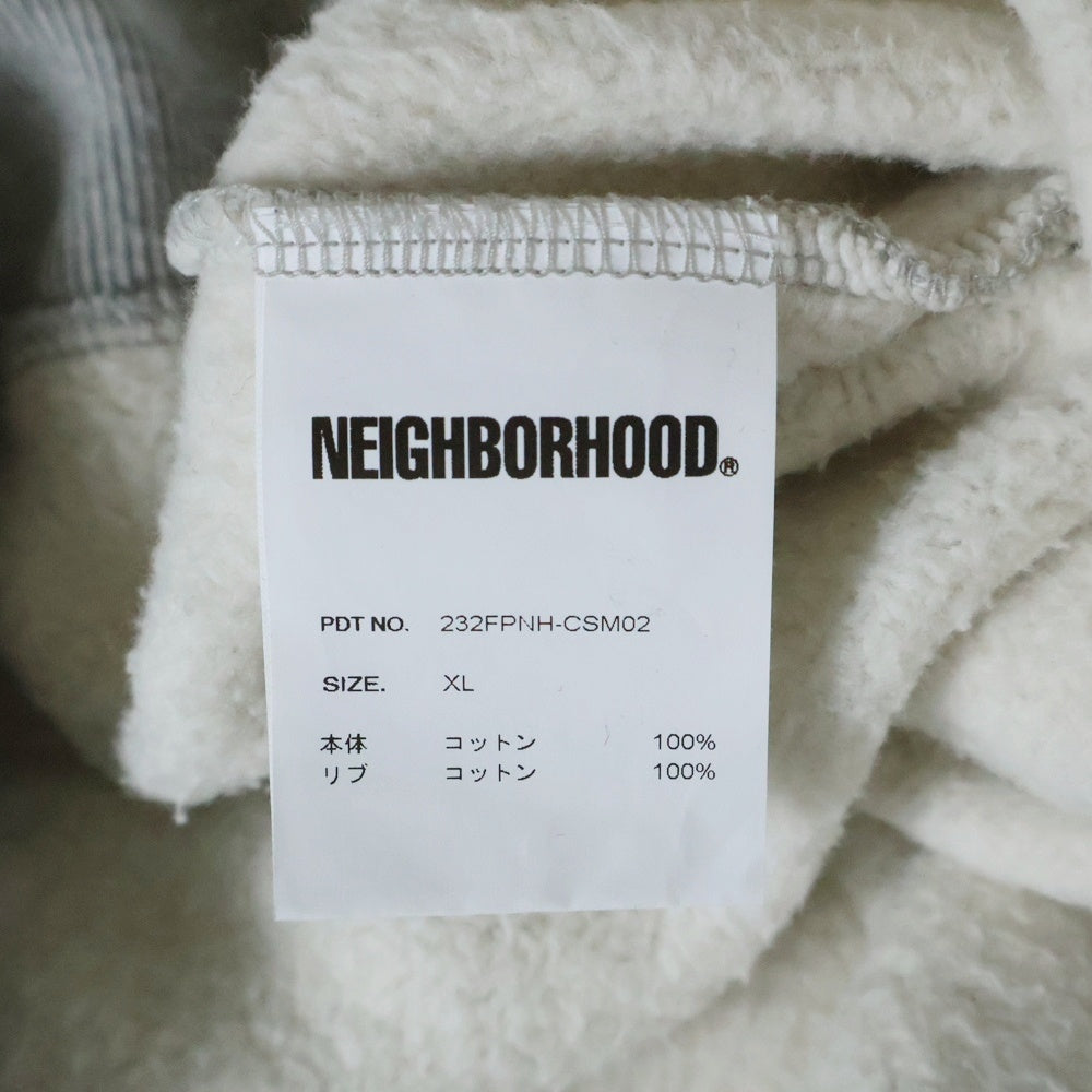 NEIGHBORHOOD(ネイバーフッド) 23AW PLAIN SWEATPARKA LS ロゴパッチ コットン プルオーバー フーデッド プレーン スウェット パーカー グレー 232FPNH-CSM02