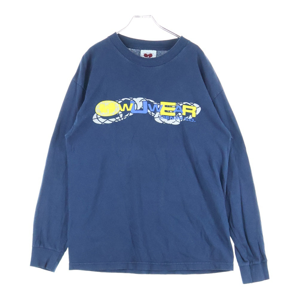 VINTAGE(ヴィンテージ) 90~00S VINTAGE WU WEAR WU TANG CLAN ヴィンテージ ウータン クラン ロゴデザイン クルーネック カットソー 長袖Tシャツ ネイビー