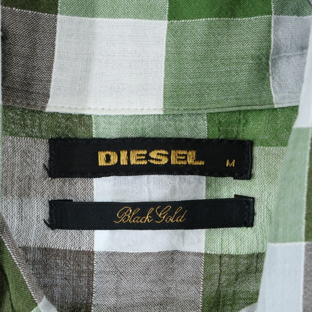 DIESEL(ディーゼル) ボタンダウン チェック 長袖シャツ グリーン