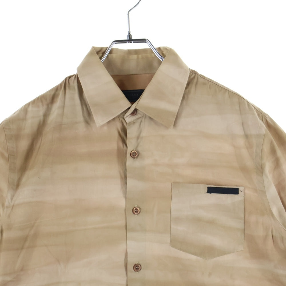 PRADA(プラダ) 7B 胸ポケット ロゴデザイン 半袖シャツ ブラウン UCS137 R161