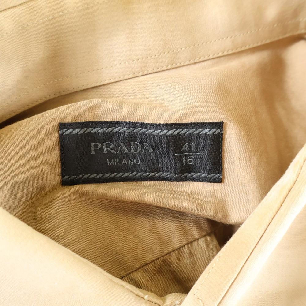 PRADA(プラダ) 7B 胸ポケット ロゴデザイン 半袖シャツ ブラウン UCS137 R161