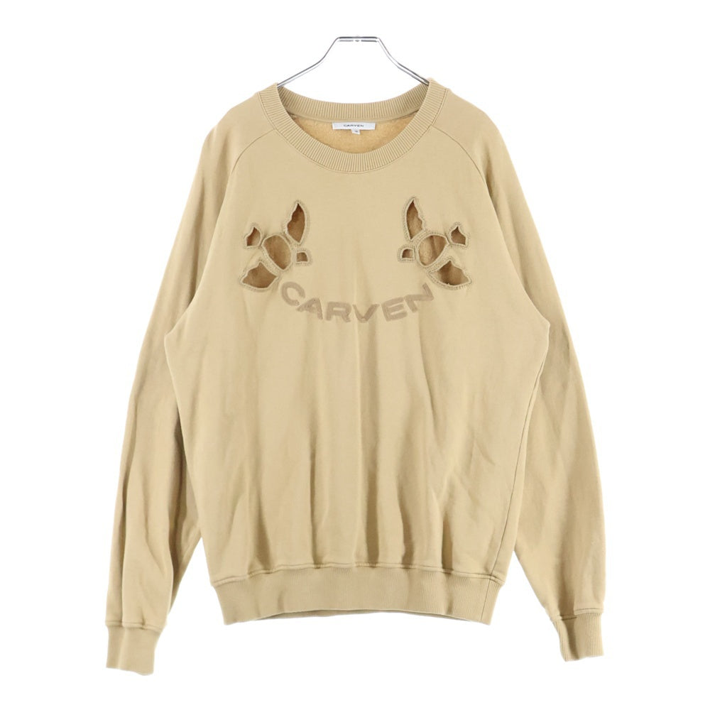 CARVEN(カルヴェン) CUT OUT MOLLETON SWEAT カット アウト モルトン クルーネック スウェット トレーナー ブラウン