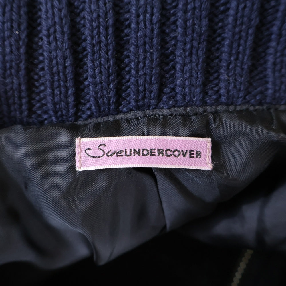 UNDERCOVER(アンダーカバー) 14AW ニット切替 バイカラー ジップアップコート ブラック/ネイビー レディース SUN1201