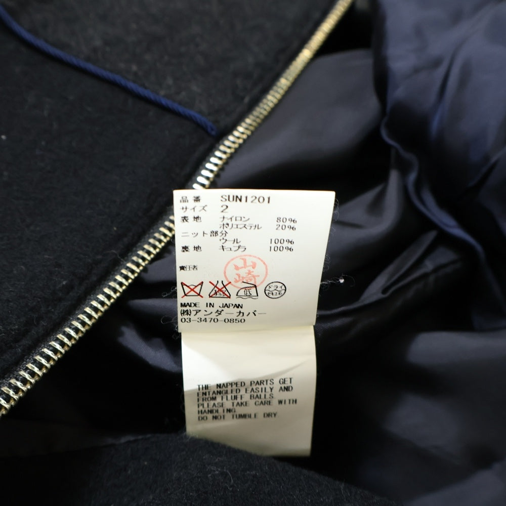 UNDERCOVER(アンダーカバー) 14AW ニット切替 バイカラー ジップアップコート ブラック/ネイビー レディース SUN1201