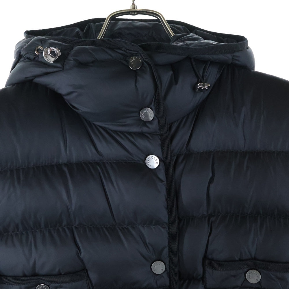 MONCLER(モンクレール) 23AW HIRMA ナイロン フーデッド ダウンジャケット ロングコート ブラック レディース I20931C00022