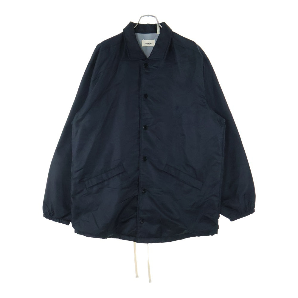 FEAR OF GOD ESSENTIALS(フィアオブゴッド エッセンシャルズ) バッグロゴプリント 裏起毛 ナイロンコーチジャケット ブラック