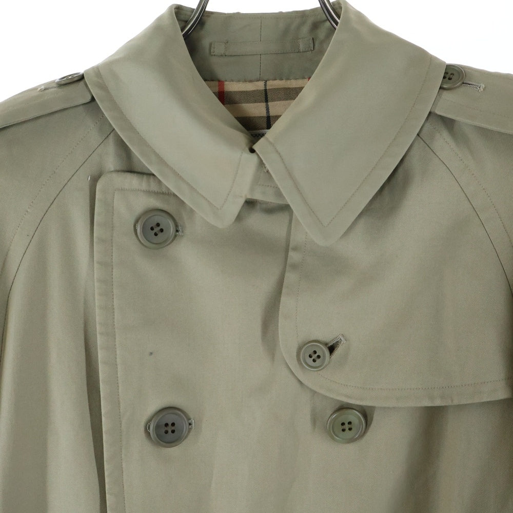 BURBERRY(バーバリー) コットン ノバチェック ダブルフラップポケット ベルト付き ダブルブレスト トレンチコート ベージュ FD082-039-41