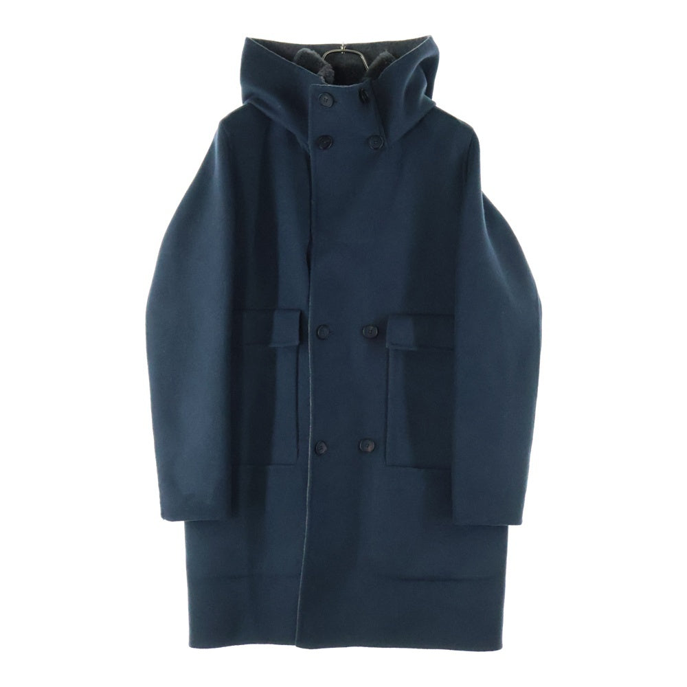 BALENCIAGA(バレンシアガ) ウール フーデッド ロングコート ネイビー 389499 T0J02