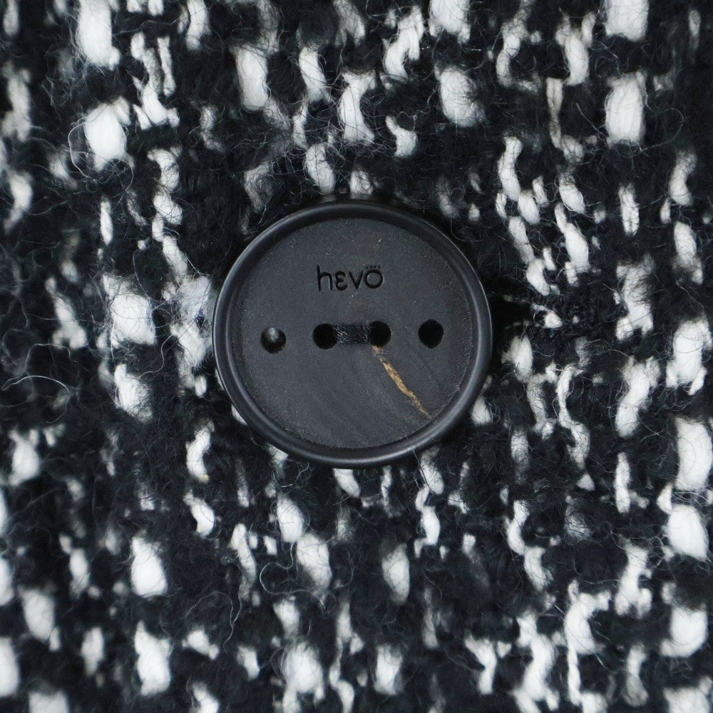 Hevo(イーヴォ) イタリア製 アクリルツイード チェスターコート ブラック/ホワイト