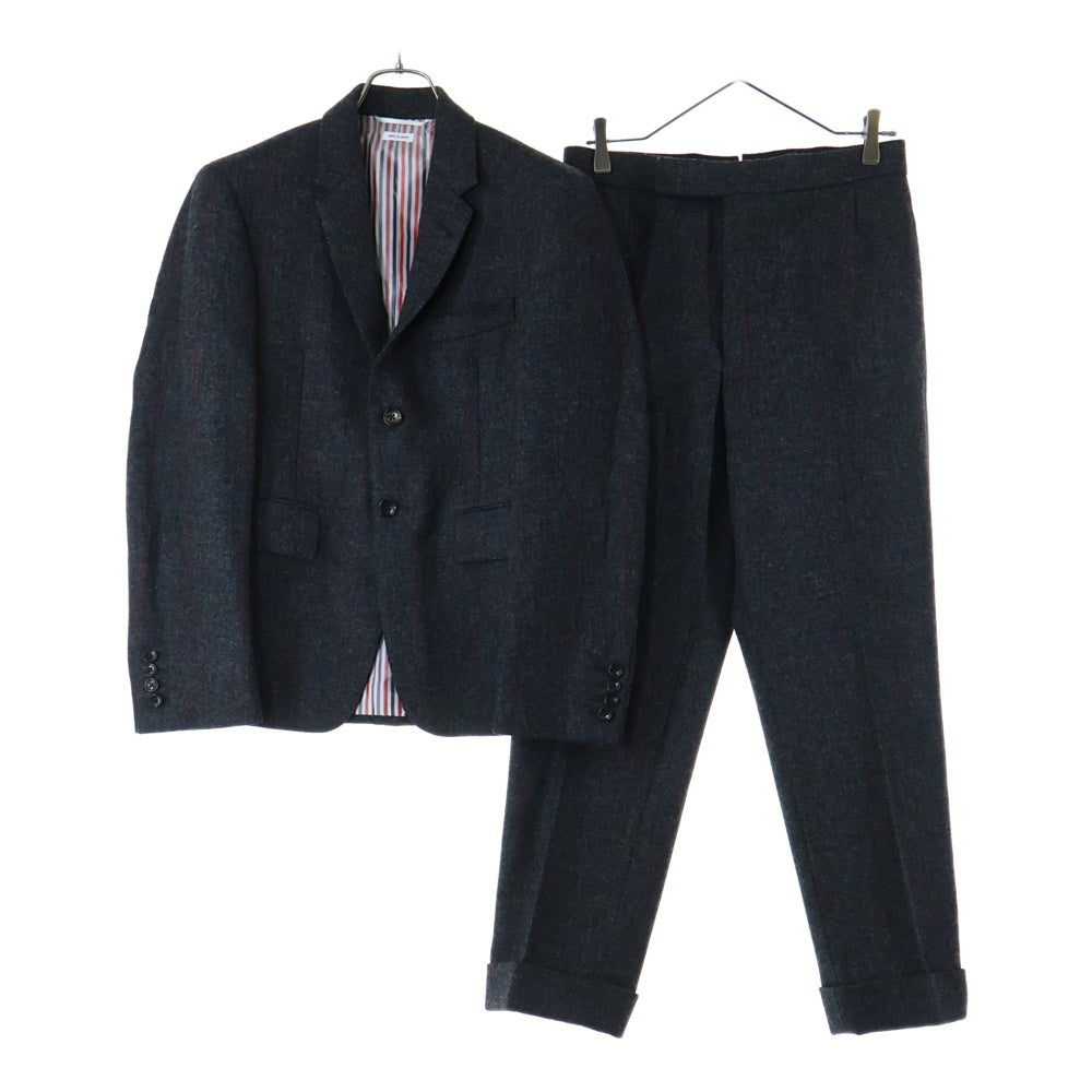 THOM BROWNE(トムブラウン) チェック柄 裏地トリコロール ウール ノッチドラペル 3B テーラードジャケット ノータックスラックスパンツ セットアップ MJC001A-05789025/MTC001A-05789025
