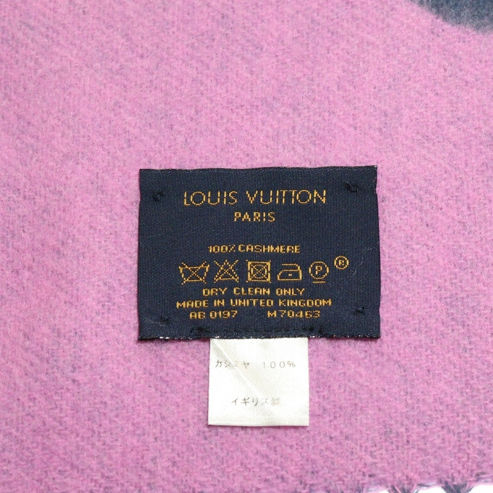 LOUIS VUITTON(ルイヴィトン) エシャルプ レイキャビック バイカラー カシミヤ フリンジマフラー ピンク/ネイビー レディース M70463