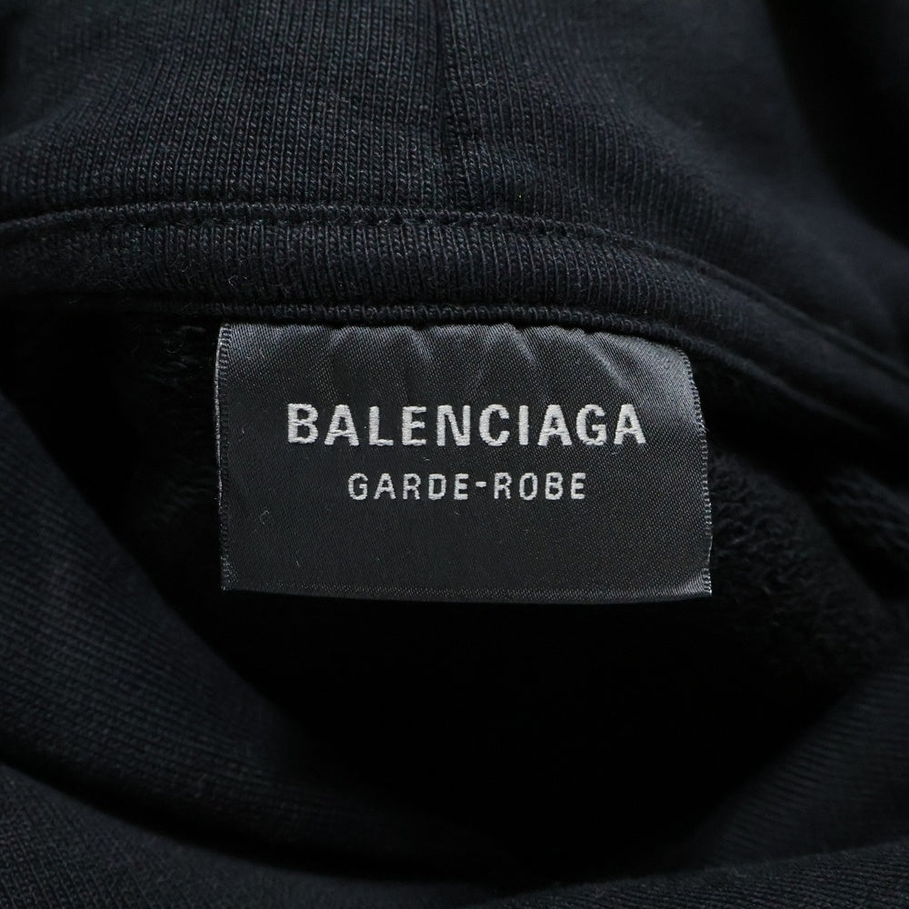 BALENCIAGA(バレンシアガ) 25SS BB GARDE ROBE LARGE FIT HOODIE ラージフィット フロントロゴ刺繍 スウェットプルオーバーパーカー フーディー ブラック 813406 TRVW1