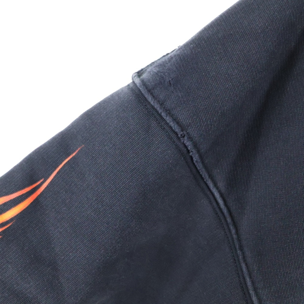 BALENCIAGA(バレンシアガ) 24AW BURNING UNITY LARGE FIT HOODIE ダメージ加工 バーニング アームプリント スウェットプルオーバーパーカー フーディー ブラック 739024 TQVW9