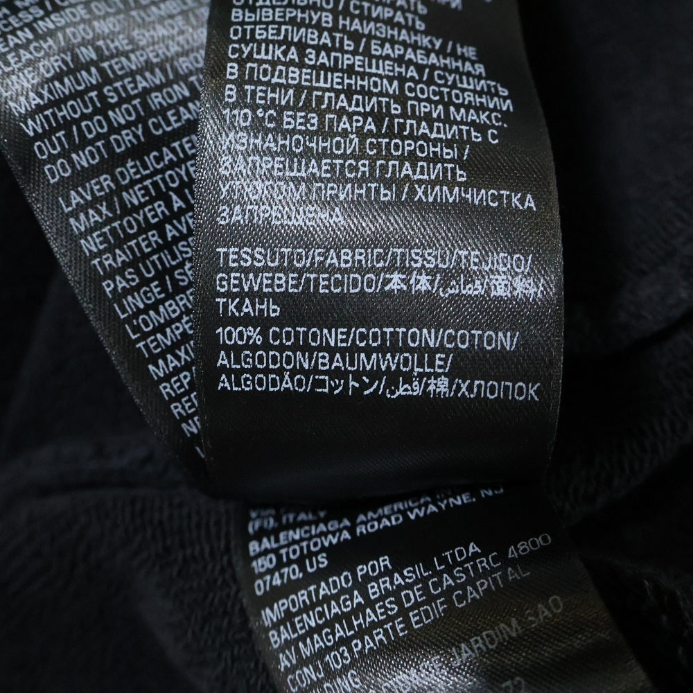 BALENCIAGA(バレンシアガ) 24AW BURNING UNITY LARGE FIT HOODIE ダメージ加工 バーニング アームプリント スウェットプルオーバーパーカー フーディー ブラック 739024 TQVW9