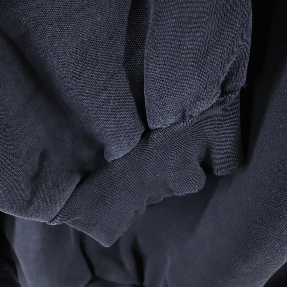 BALENCIAGA(バレンシアガ) 25SS ダメージ加工 ロゴプリント スウェットプルオーバーパーカー フーディー ブラック 803265 TRVS9