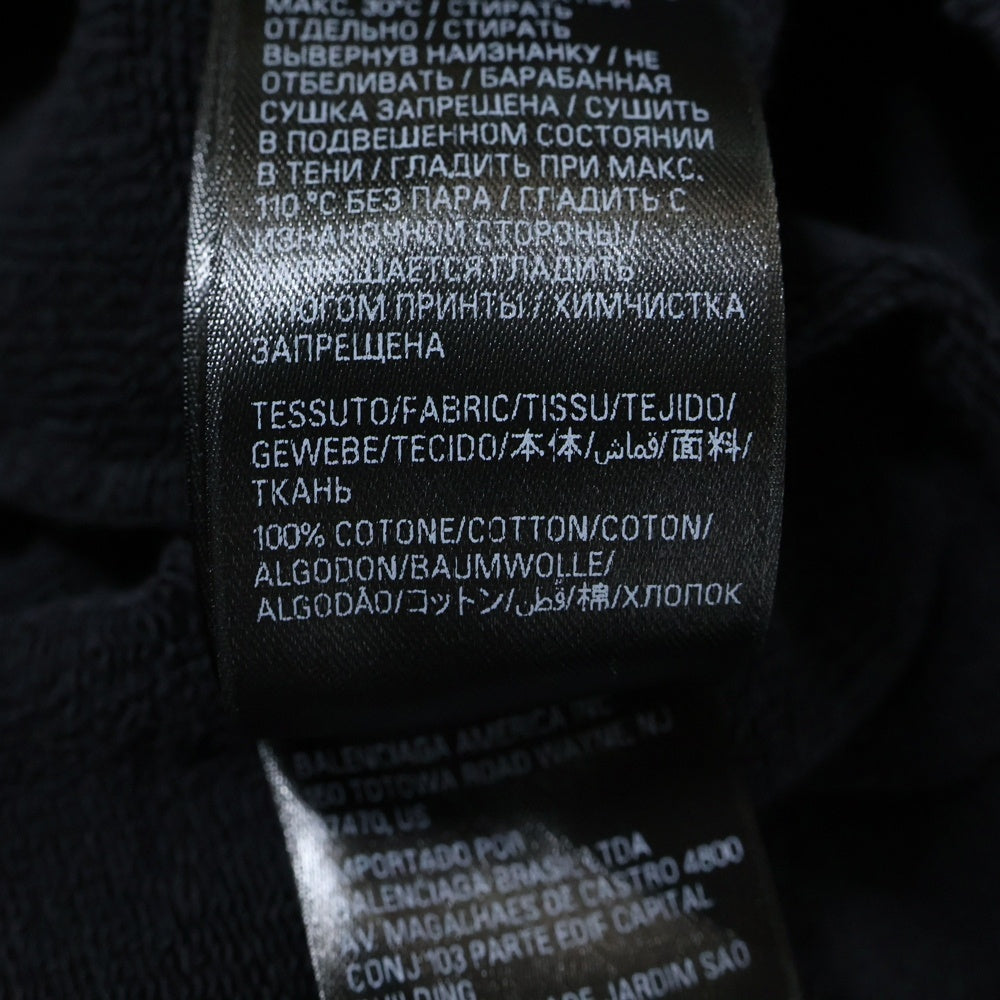 BALENCIAGA(バレンシアガ) 25SS ダメージ加工 ロゴプリント スウェットプルオーバーパーカー フーディー ブラック 803265 TRVS9