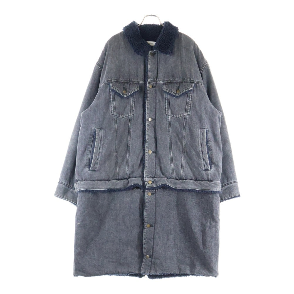 FACETASM(ファセッタズム) LONG DENIM JACKET マルチポケット ジップアップ ロング デニムボアジャケット ブラック CHG-CO-MO5
