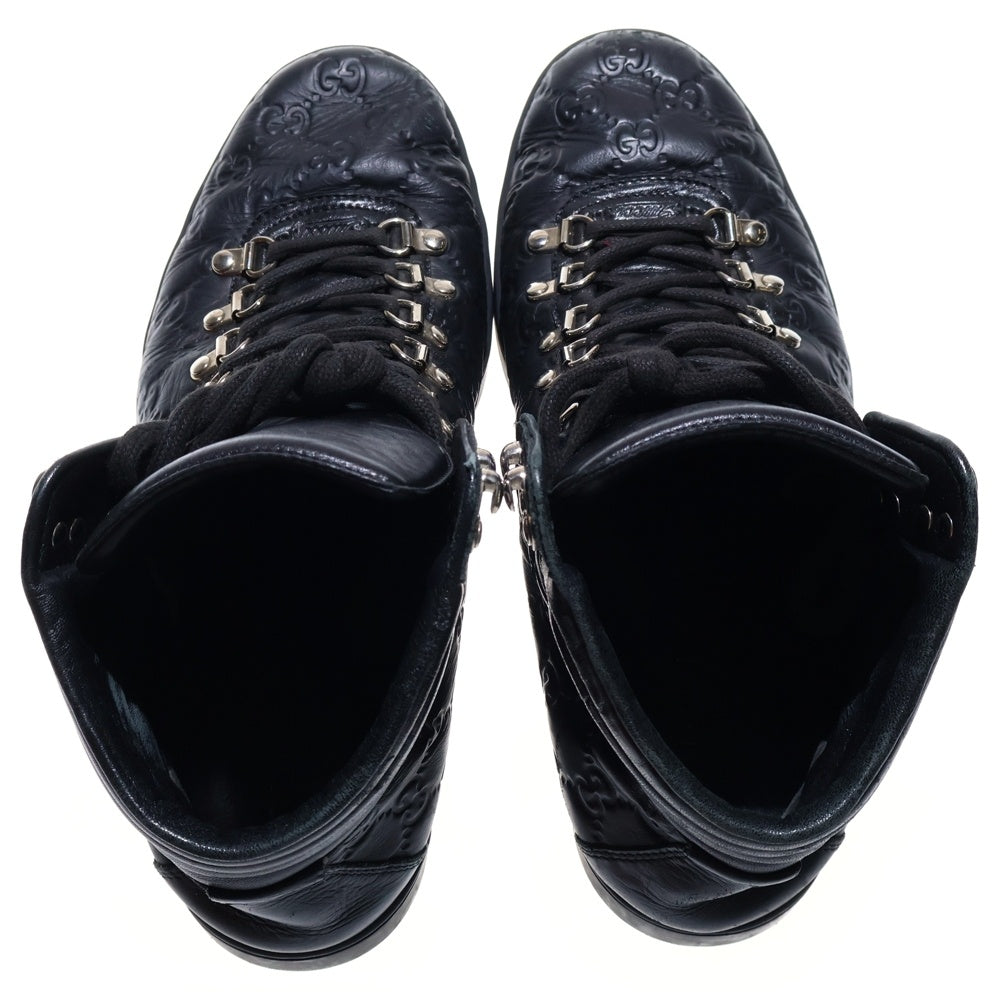 GUCCI(グッチ) GUCCISSIMA グッチシマ GG柄 ハイカットレザーシューズ スニーカー ブラック 245306