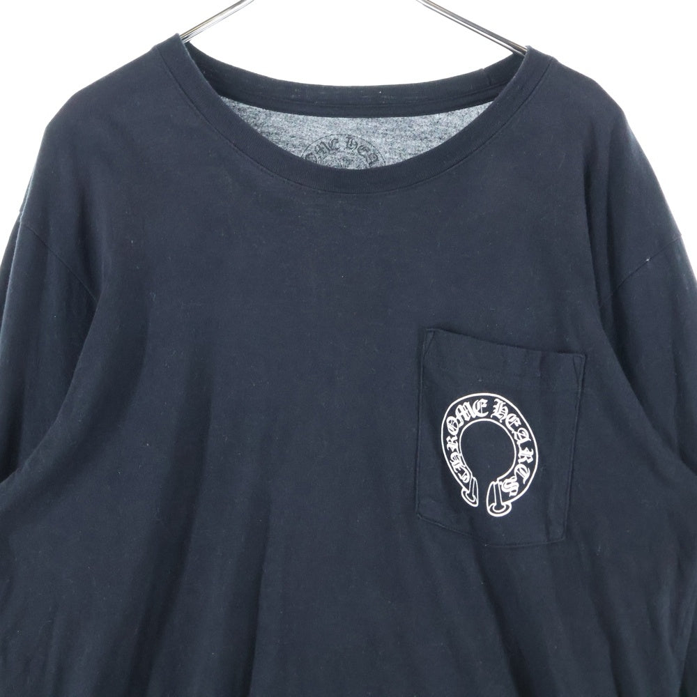CHROME HEARTS(クロムハーツ) HORSESHOE ARM FLORAL L/S TEE ホースシュー アームフローラル 長袖ポケットTシャツ カットソー ブラック