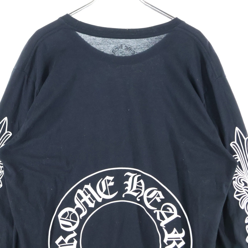 CHROME HEARTS(クロムハーツ) HORSESHOE ARM FLORAL L/S TEE ホースシュー アームフローラル 長袖ポケットTシャツ カットソー ブラック