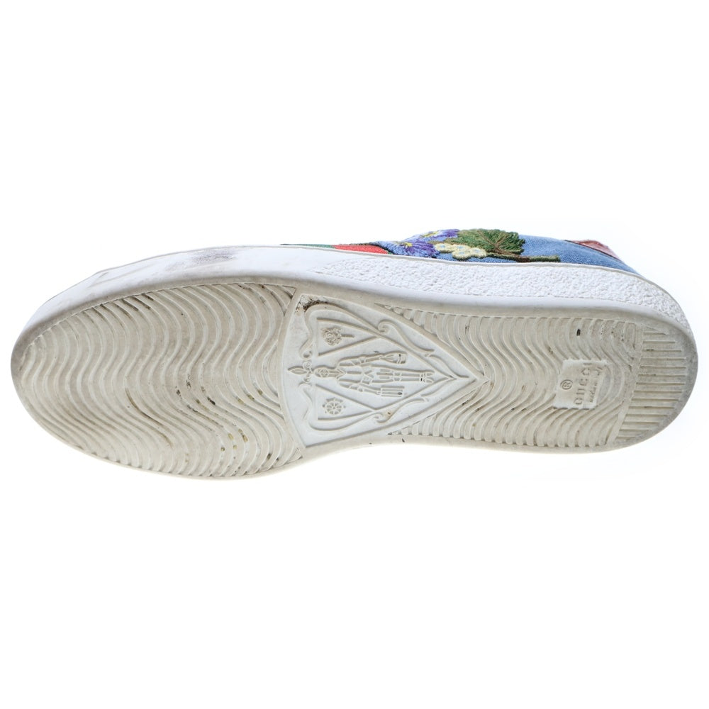 GUCCI(グッチ) フラワー刺繍 デニムローカットスニーカー ブルー 476861