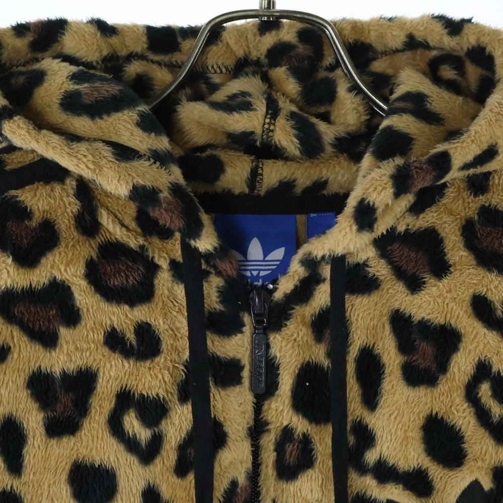 adidas(アディダス) Sherpa Full Zip レオパード柄 シェルパ フルジップパーカー ブラウン M33838