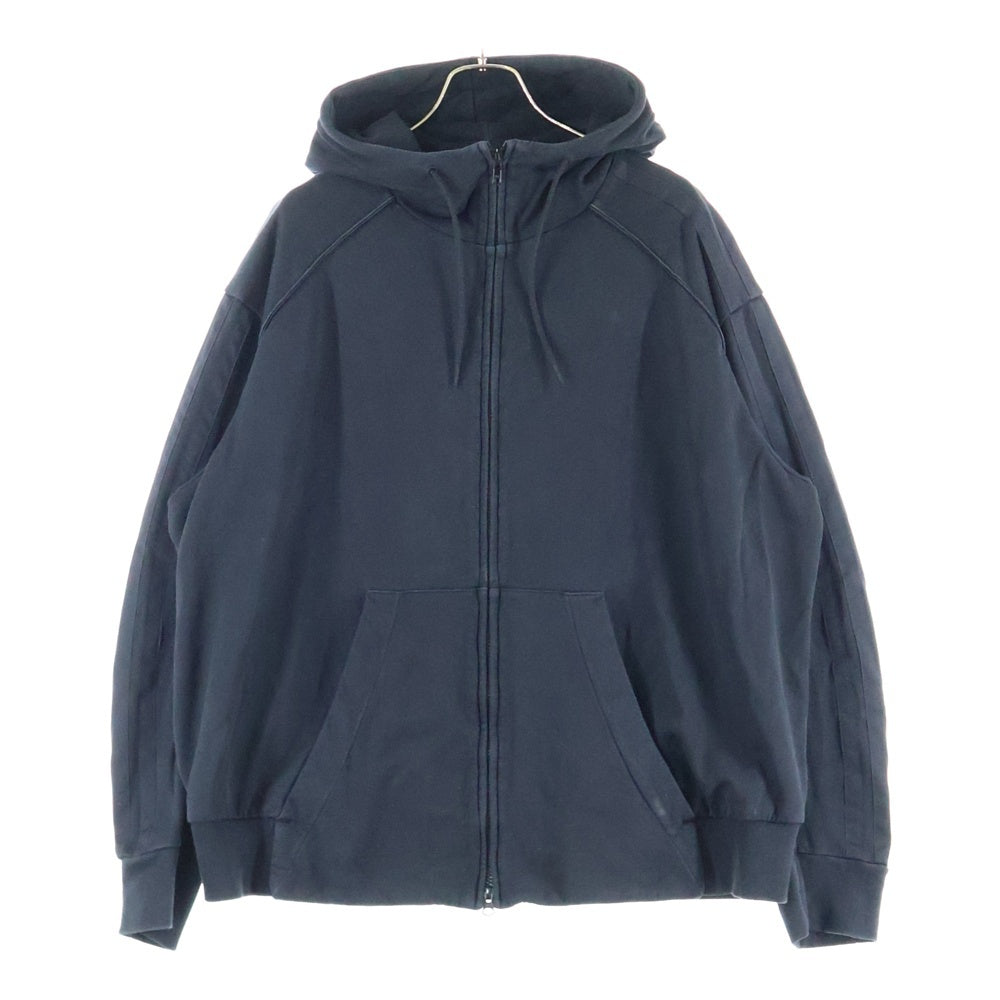 Y-3(ワイスリー) 19SS SKULL HOODIE バックスカルエンブロイダリー サイドライン ジップアップ フーディ スウェット パーカー ブラック DZ4564