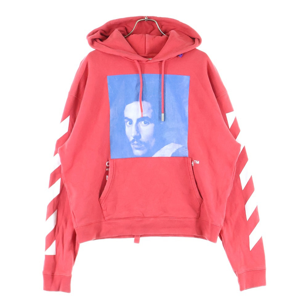 OFF-WHITE(オフホワイト) 18AW BERNINI HOODIE ベルニーニ フロントデザイン カンガルーポケット フーデッド パーカー スウェット レッド OMBB037F18192011