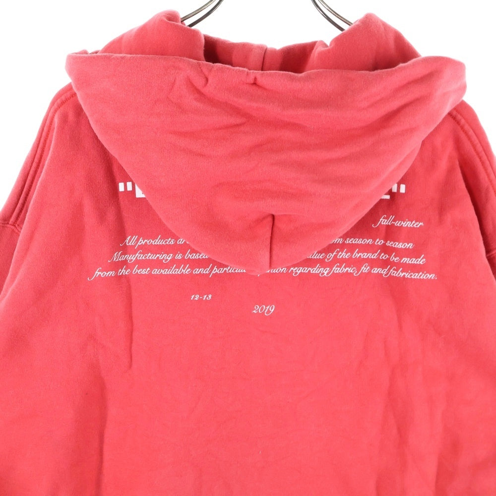 OFF-WHITE(オフホワイト) 18AW BERNINI HOODIE ベルニーニ フロントデザイン カンガルーポケット フーデッド パーカー スウェット レッド OMBB037F18192011