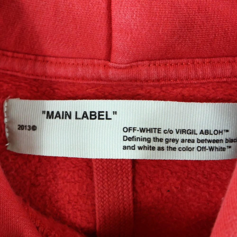 OFF-WHITE(オフホワイト) 18AW BERNINI HOODIE ベルニーニ フロントデザイン カンガルーポケット フーデッド パーカー スウェット レッド OMBB037F18192011