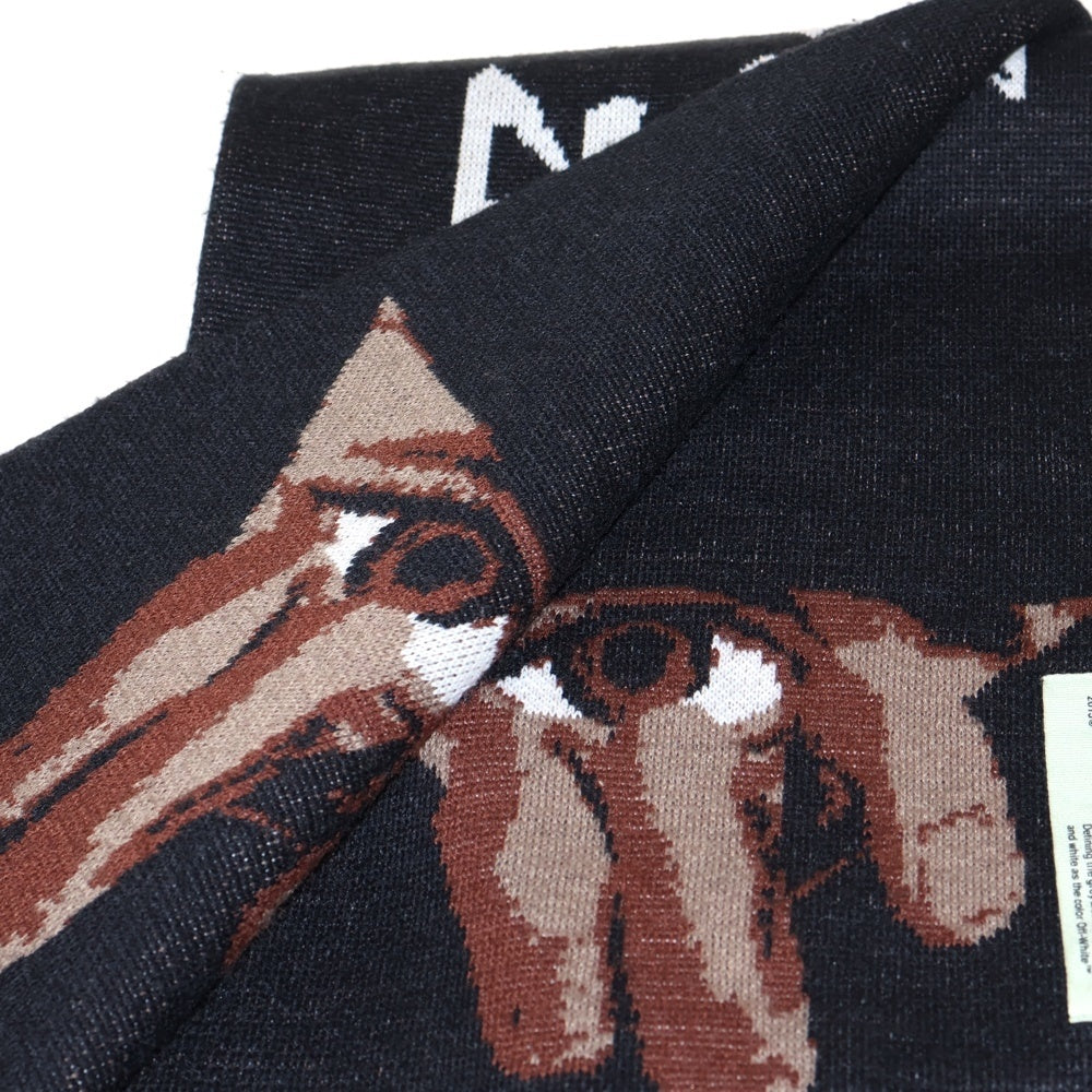 OFF-WHITE(オフホワイト) 17AW SEEING THINGS SCARF シーング シングス デザイン マフラー ブラック OMMA001F174071391001