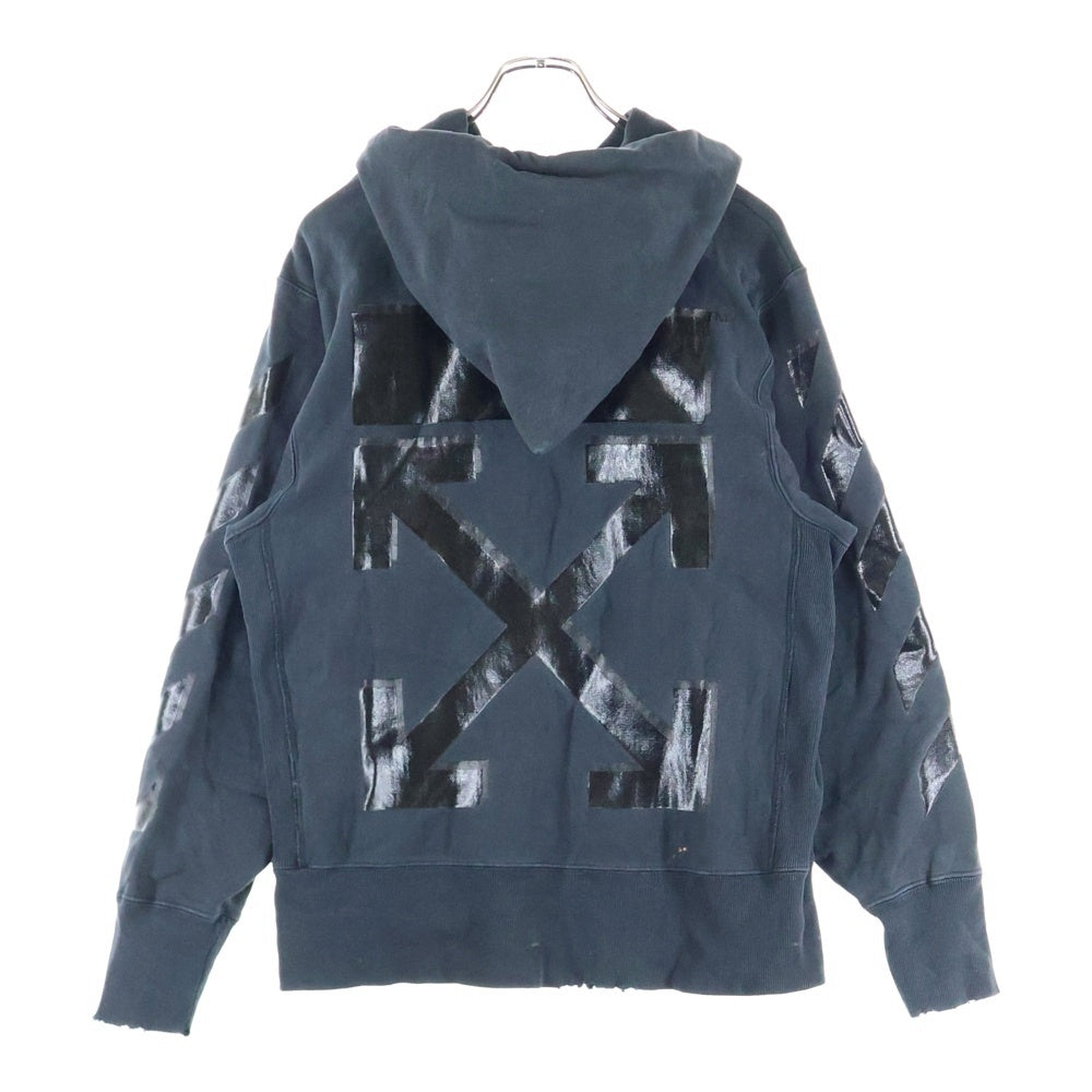 OFF-WHITE(オフホワイト) 18SS ×CHAMPION ダブルロゴデザイン アームデザイン ドローストリング フーデッド パーカー スウェット ブラック OMBB027S18875050