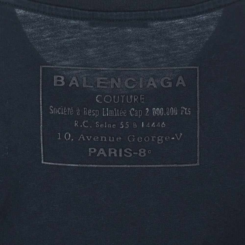 BALENCIAGA(バレンシアガ) バックデザイン クルーネック カットソー 半袖Tシャツ ブラック 496053