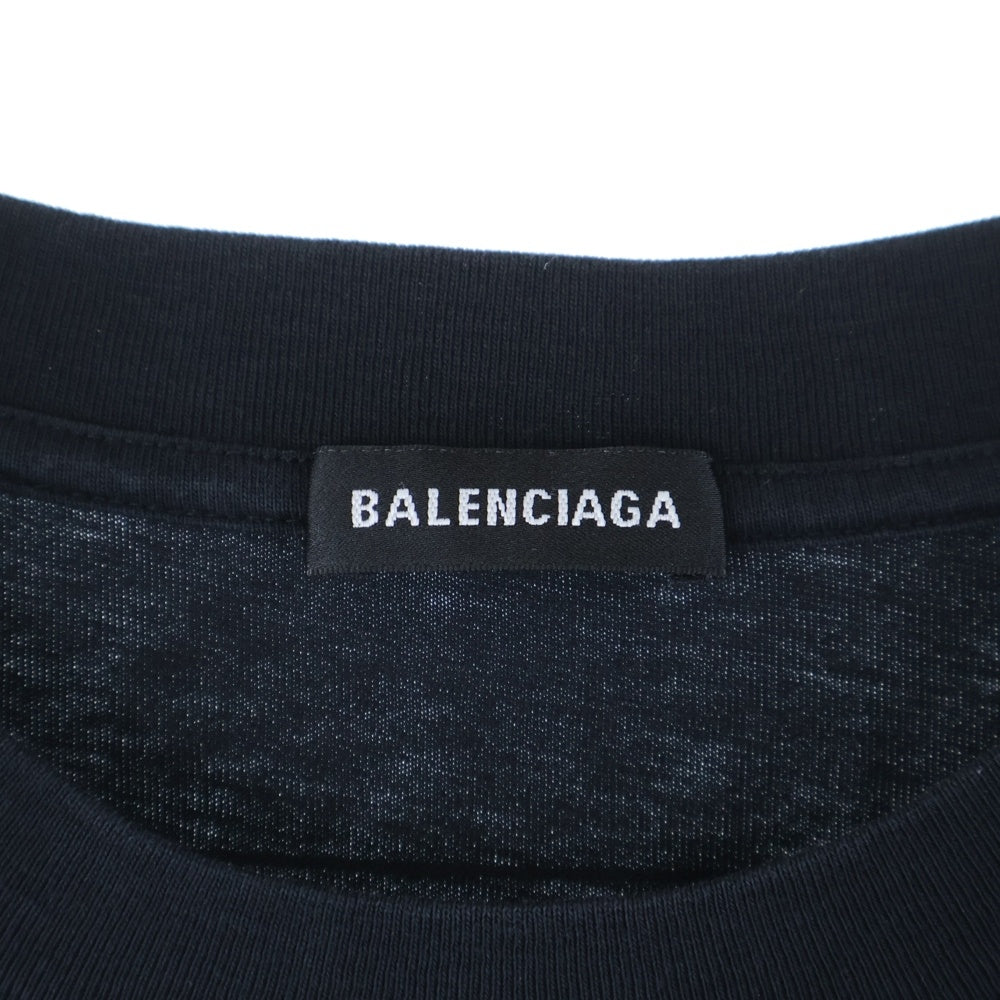 BALENCIAGA(バレンシアガ) バックデザイン クルーネック カットソー 半袖Tシャツ ブラック 496053