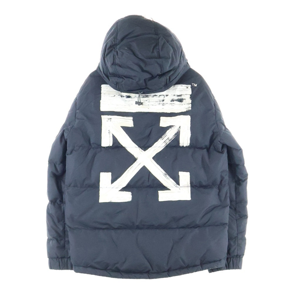 OFF-WHITE(オフホワイト) 17AW DIAGONAL BRUSHED ダイアゴナル ブラッシュド バックデザイン フーデッド ダウンジャケット ブラック OMED005F17576004