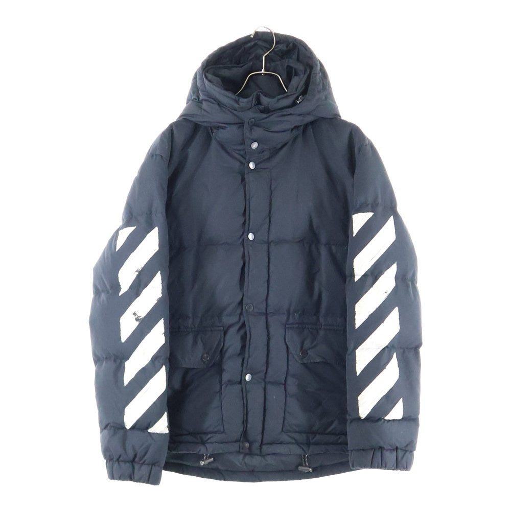 OFF-WHITE(オフホワイト) 17AW DIAGONAL BRUSHED ダイアゴナル ブラッシュド バックデザイン フーデッド ダウンジャケット ブラック OMED005F17576004