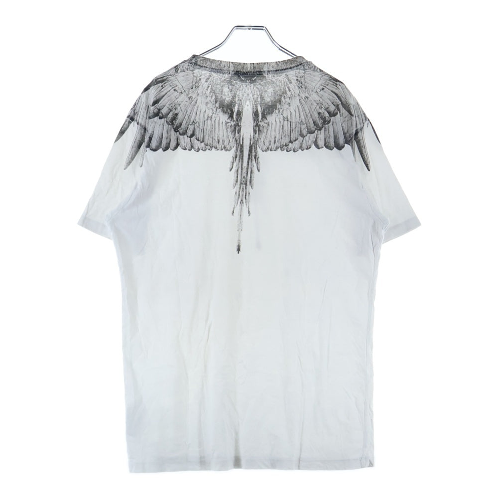 MARCELO BURLON(マルセロバーロン) フェザーモチーフ クルーネック カットソー 半袖Tシャツ ホワイト