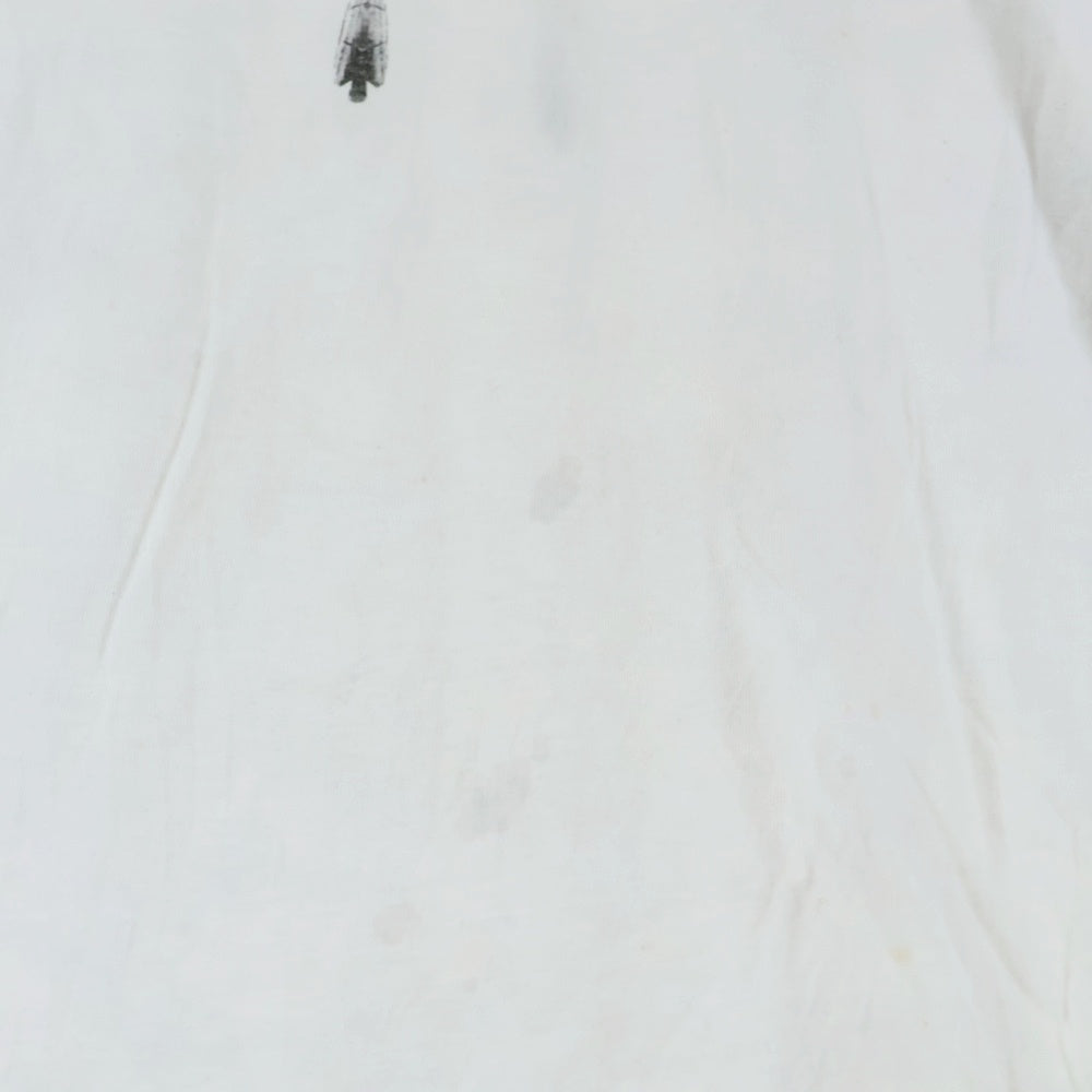 MARCELO BURLON(マルセロバーロン) フェザーモチーフ クルーネック カットソー 半袖Tシャツ ホワイト