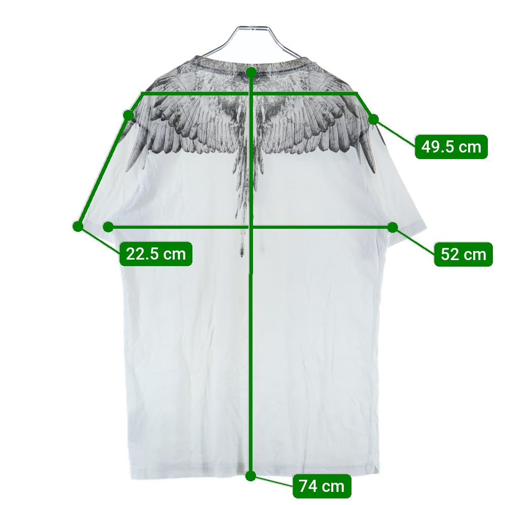 MARCELO BURLON(マルセロバーロン) フェザーモチーフ クルーネック カットソー 半袖Tシャツ ホワイト