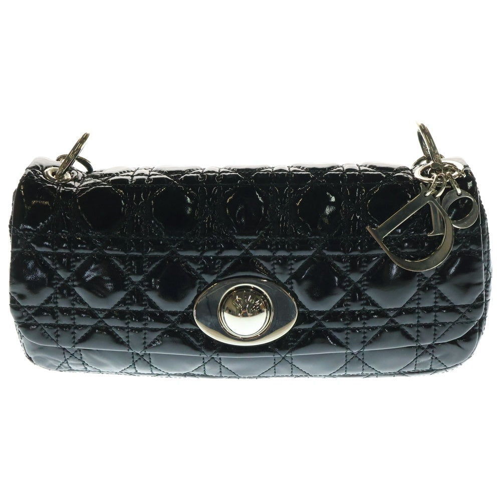Christian Dior(クリスチャンディオール) カナージュ ランデブー エナメル ショルダーバッグ ブラック 03-BO-0099