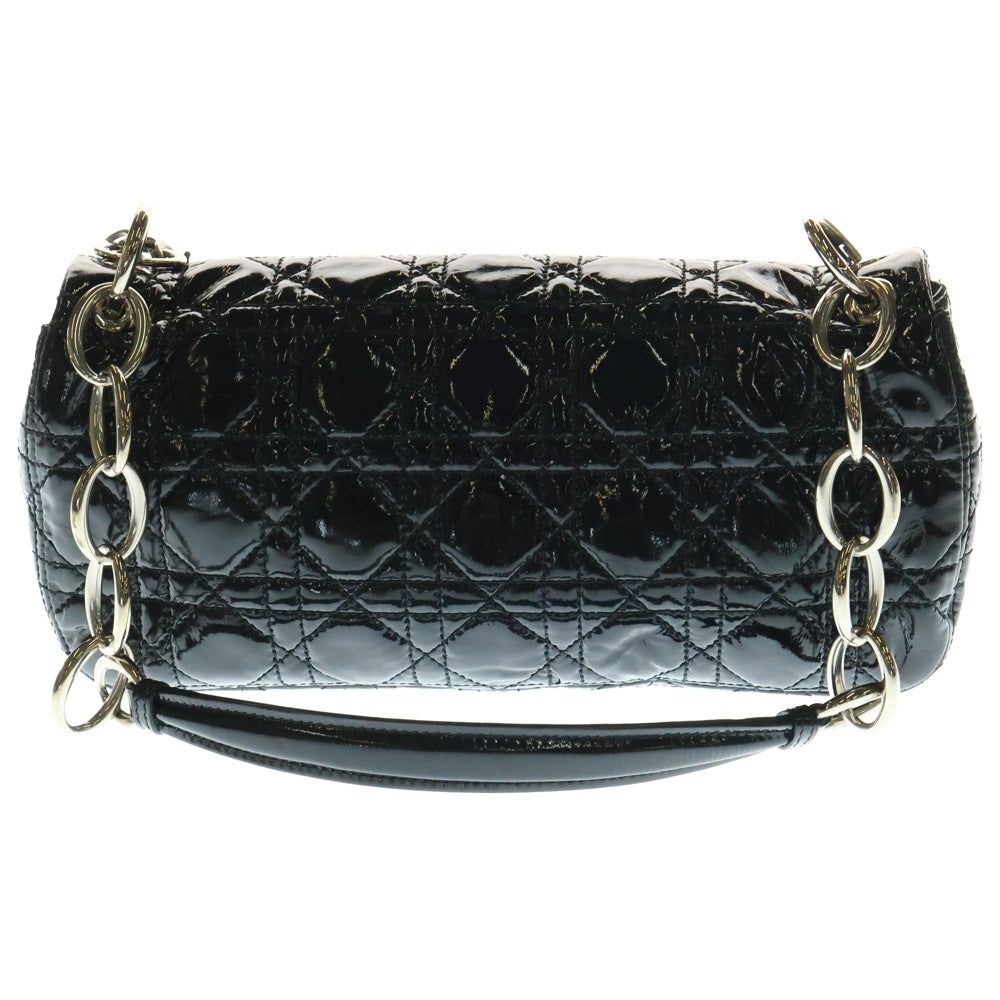 Christian Dior(クリスチャンディオール) カナージュ ランデブー エナメル ショルダーバッグ ブラック 03-BO-0099