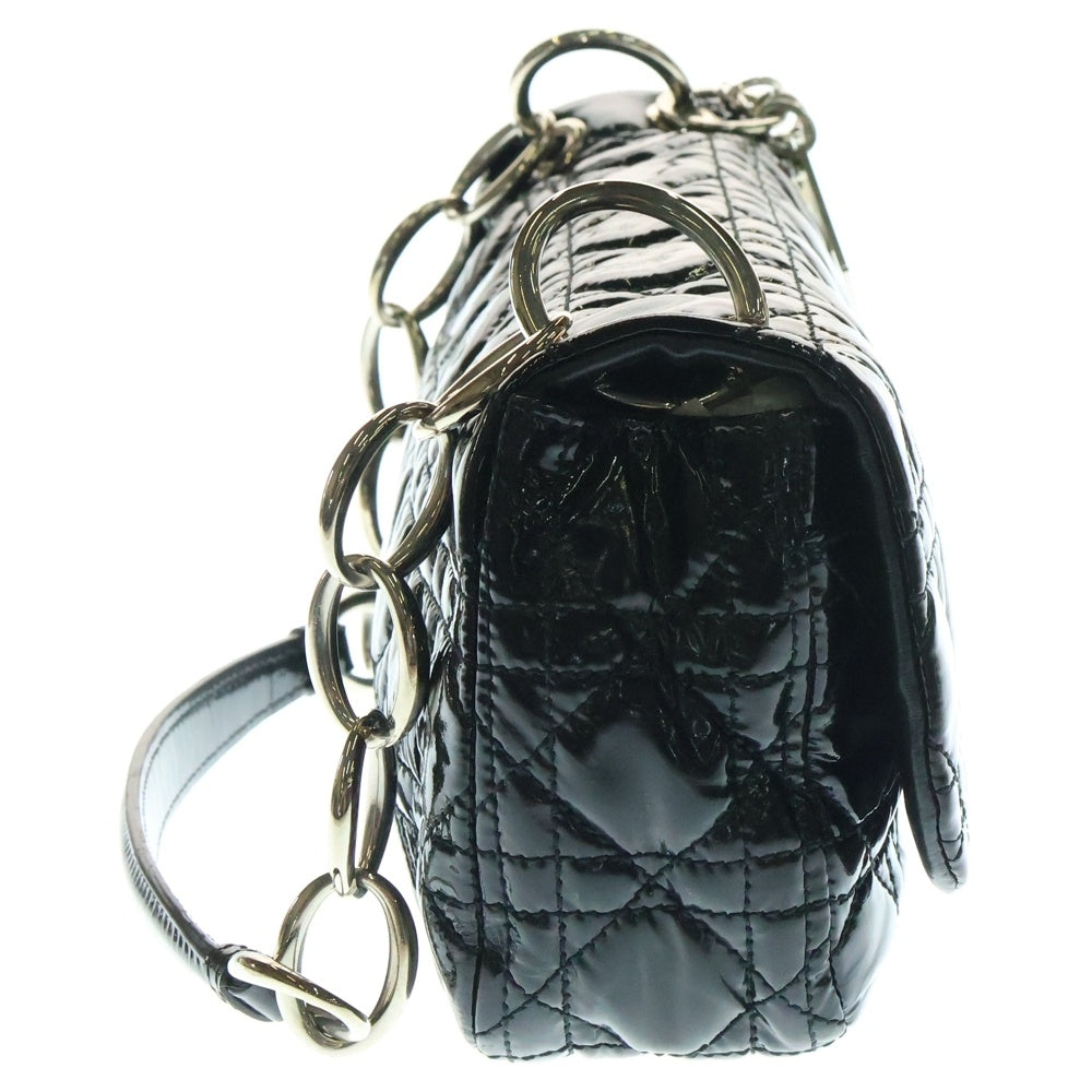 Christian Dior(クリスチャンディオール) カナージュ ランデブー エナメル ショルダーバッグ ブラック 03-BO-0099