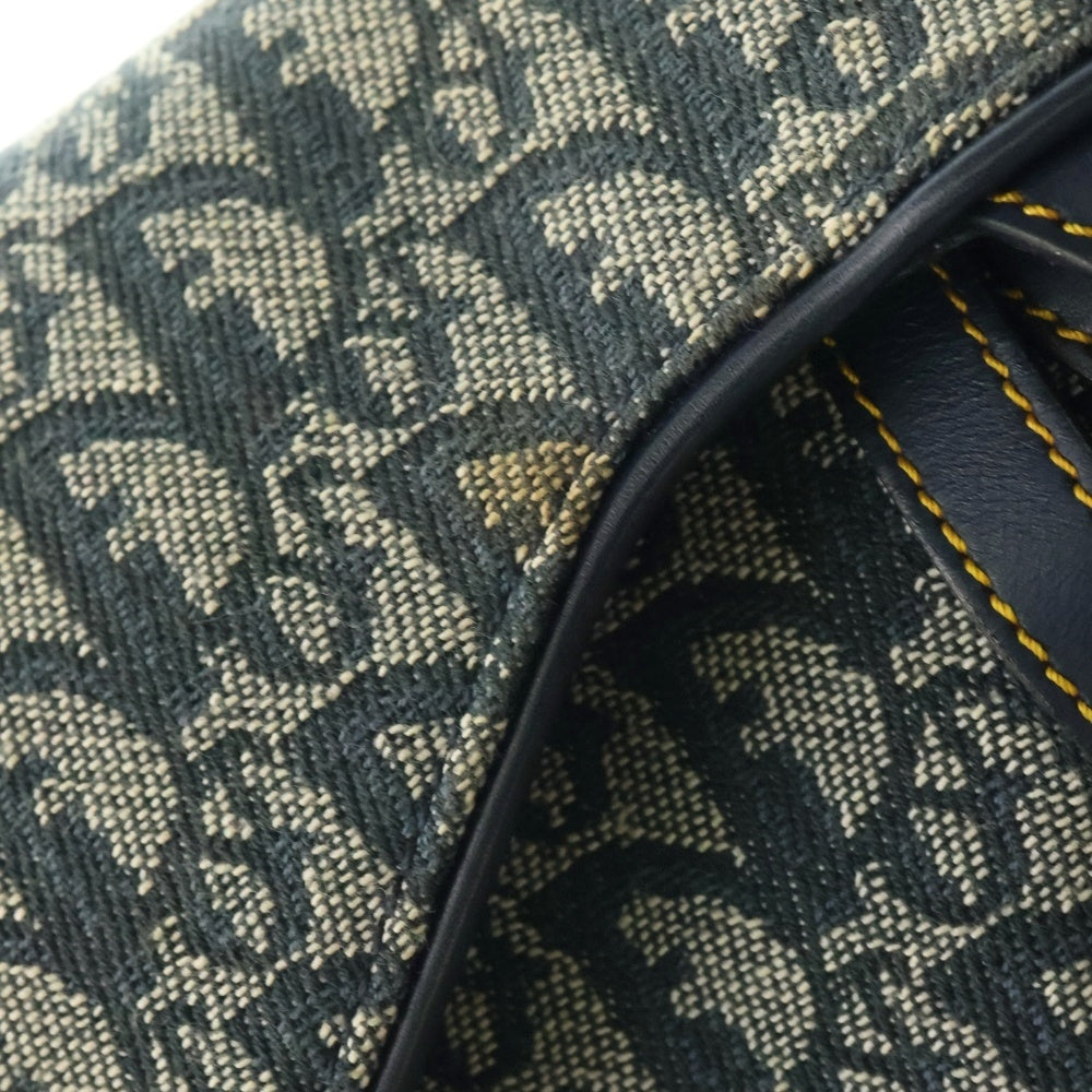 Christian Dior(クリスチャンディオール) トロッター サドルバッグ スカーフ柄 ワンショルダーバッグ ハンドバッグ ゴールド金具 ネイビー キャンバス