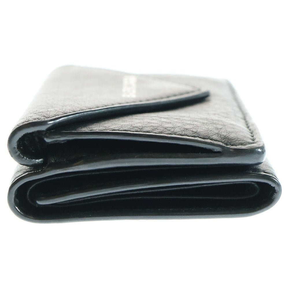 BALENCIAGA(バレンシアガ) PAPER ZA MINI WALLET ペーパー ザ ロゴデザイン ミニウォレット 3つ折り財布 ブラック 391446