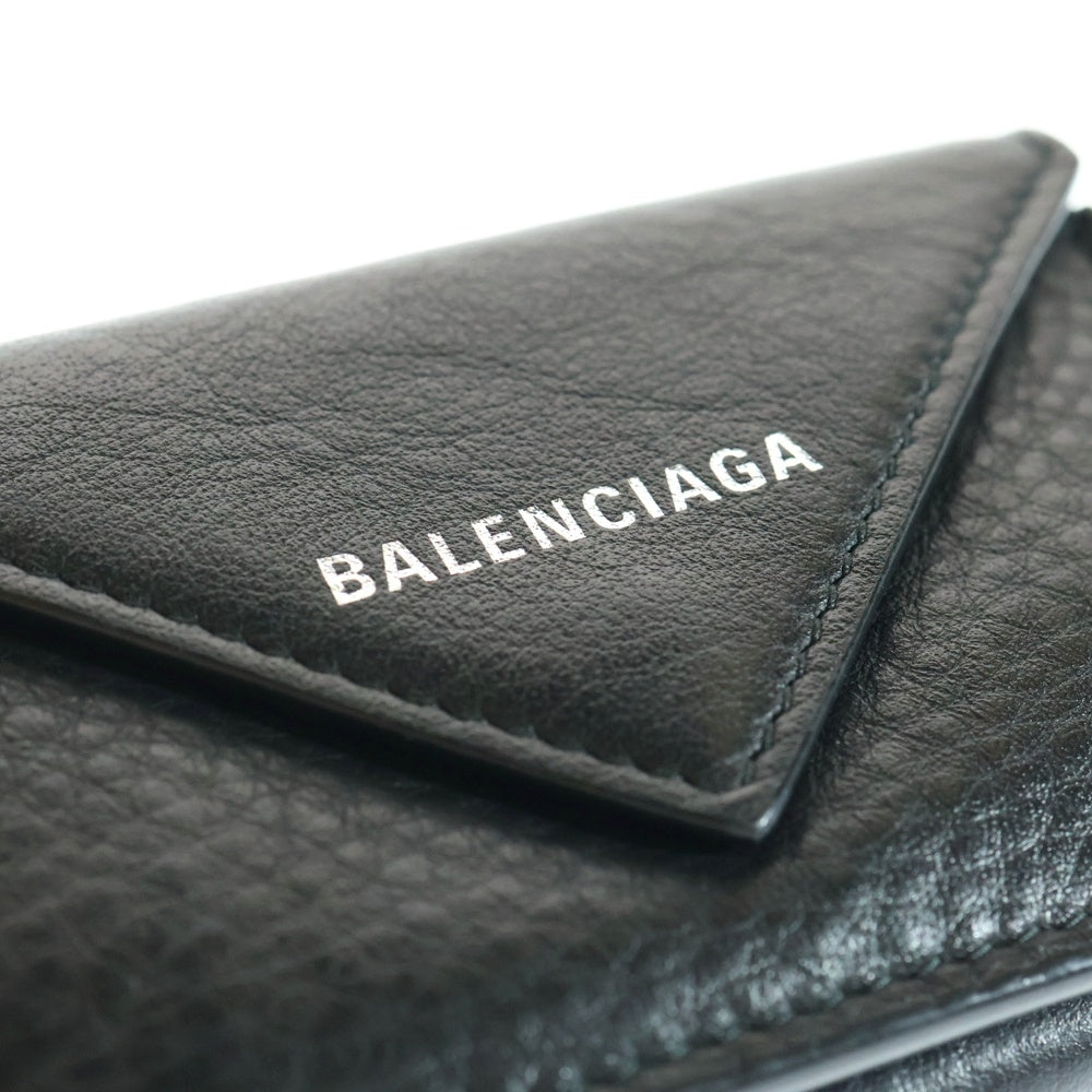 BALENCIAGA(バレンシアガ) PAPER ZA MINI WALLET ペーパー ザ ロゴデザイン ミニウォレット 3つ折り財布 ブラック 391446
