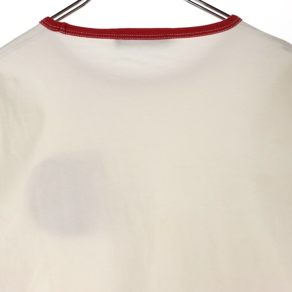 DSQUARED2(ディースクエアード) ロゴワッペン リンガー 半袖Tシャツ カットソー ホワイト/レッド